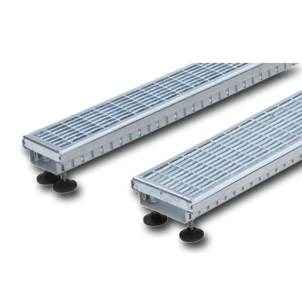 Futuro drainage channels made of hot-dip galvanized steel with mesh grating 30x10mm 140mm 85-110mm