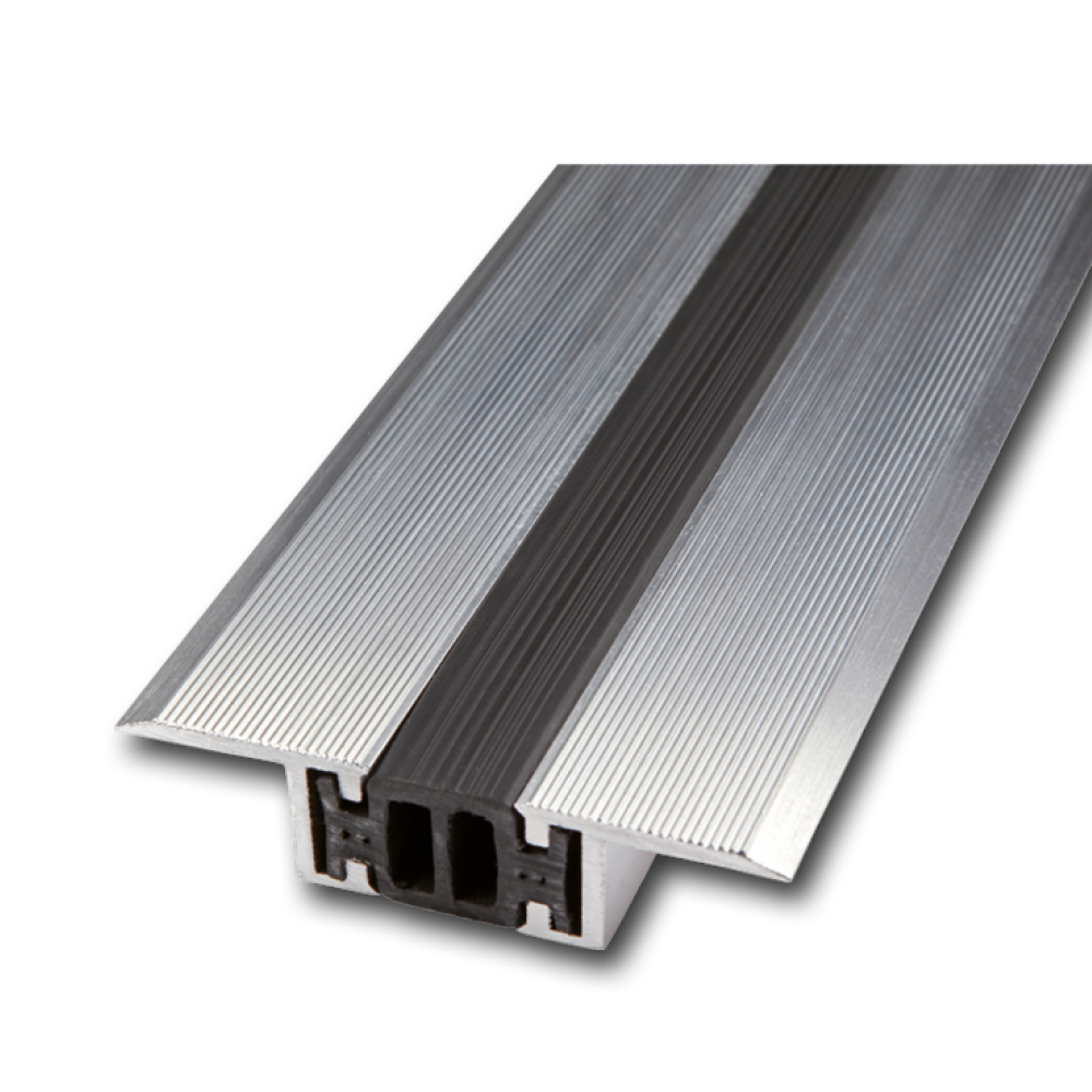 Sports floor profiles aluminum with recessed PVC insert 400cm grey unperforated