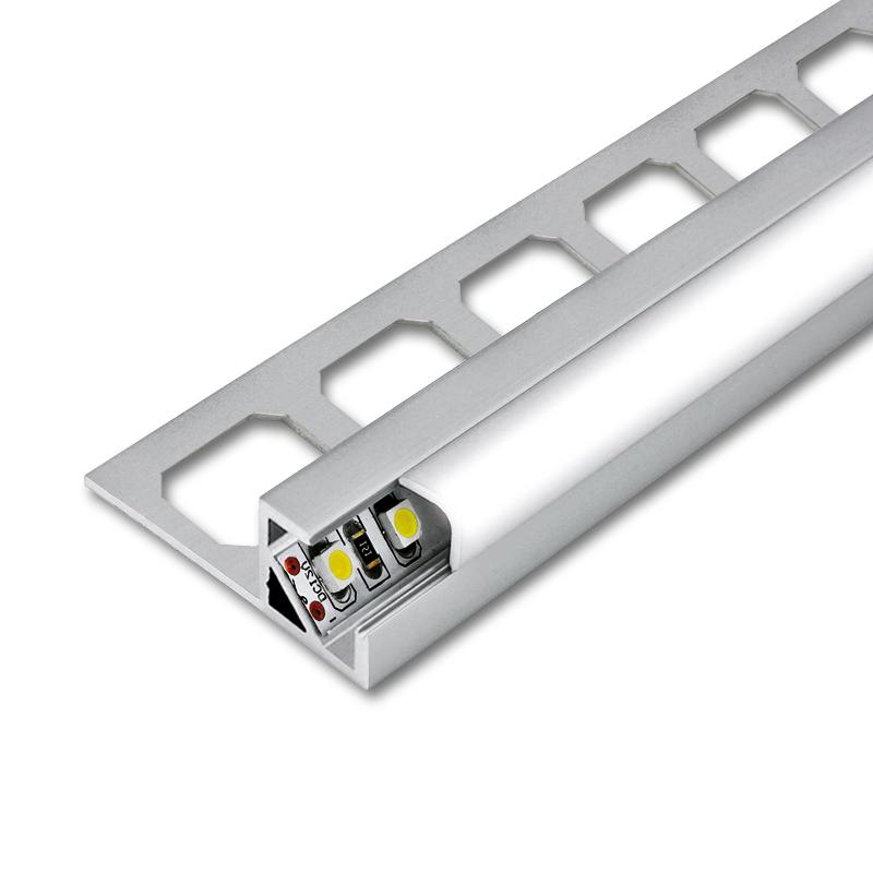LED decorative profile, anodized aluminum silver, square edge profile, 250 cm, 11 mm