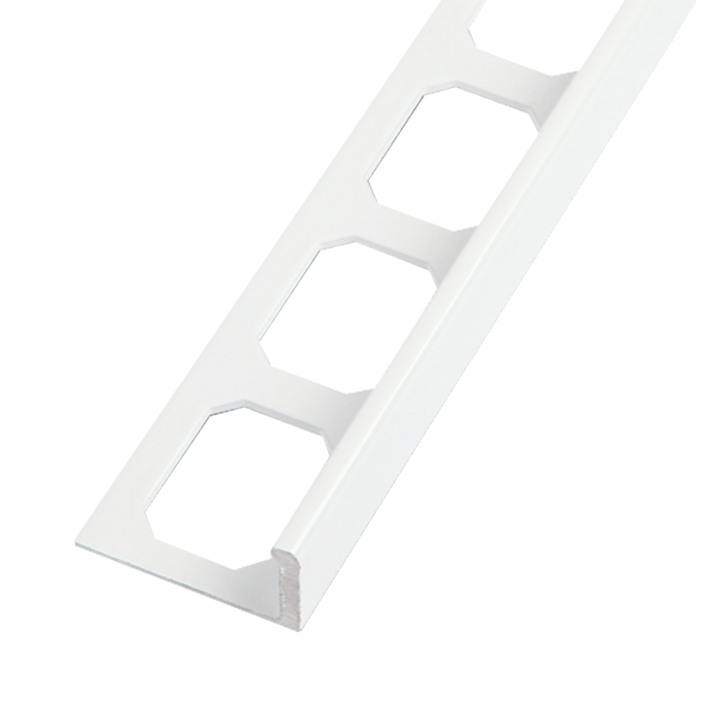 L-shaped edging profiles, aluminum color coated brillant white, 250 cm