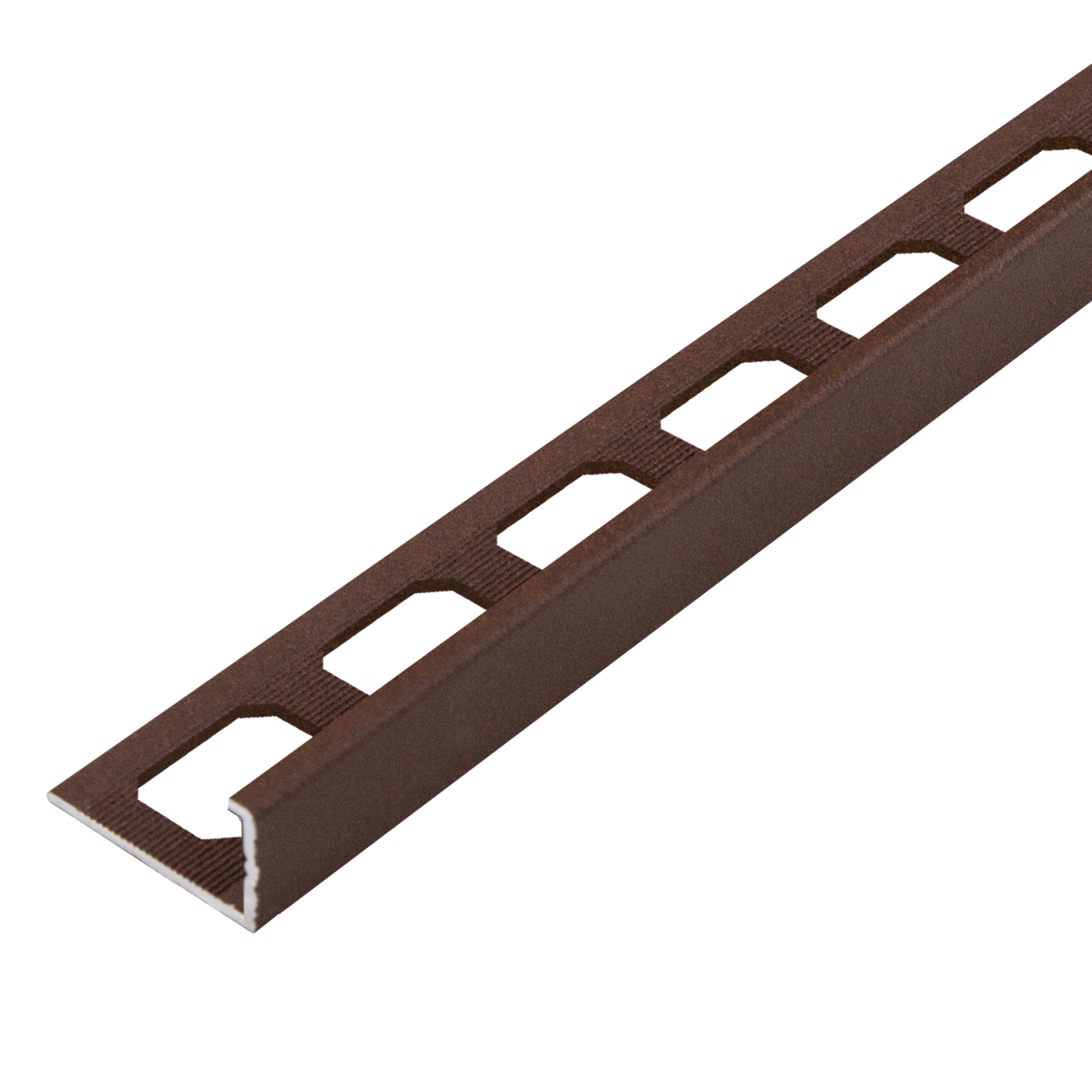 L-shaped edging profiles, aluminum texture coated terra brown, 250 cm